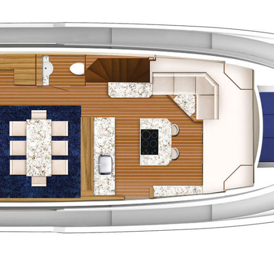 Hatteras 70 Motor Yacht dining layout