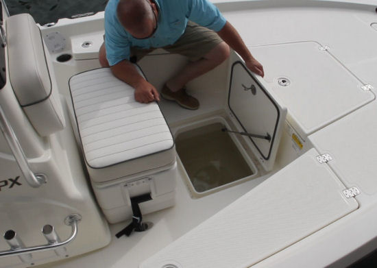 Mako 19 CPX in deck storage