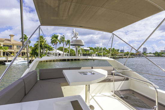 Prestige 460 Fly Teak Tread Stairs