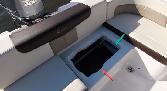 Robalo R242EX bench cushion storage