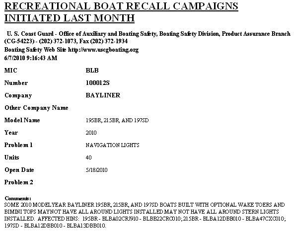 USCG Recall