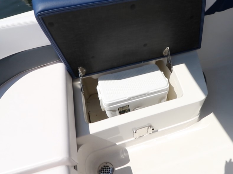 Under seat cooler storage