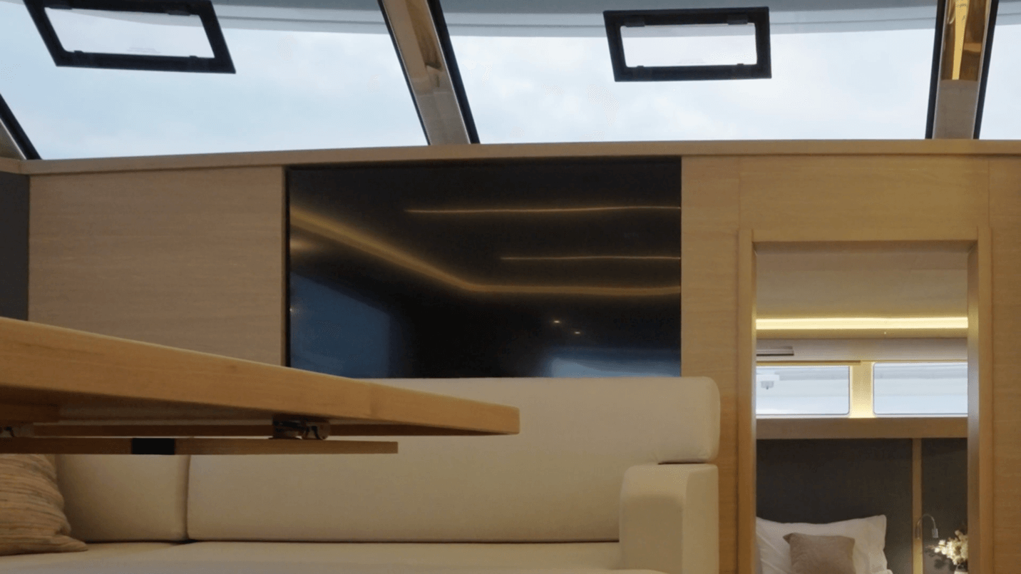 Aquila 50 50" flat screen television on the forward bulkhead