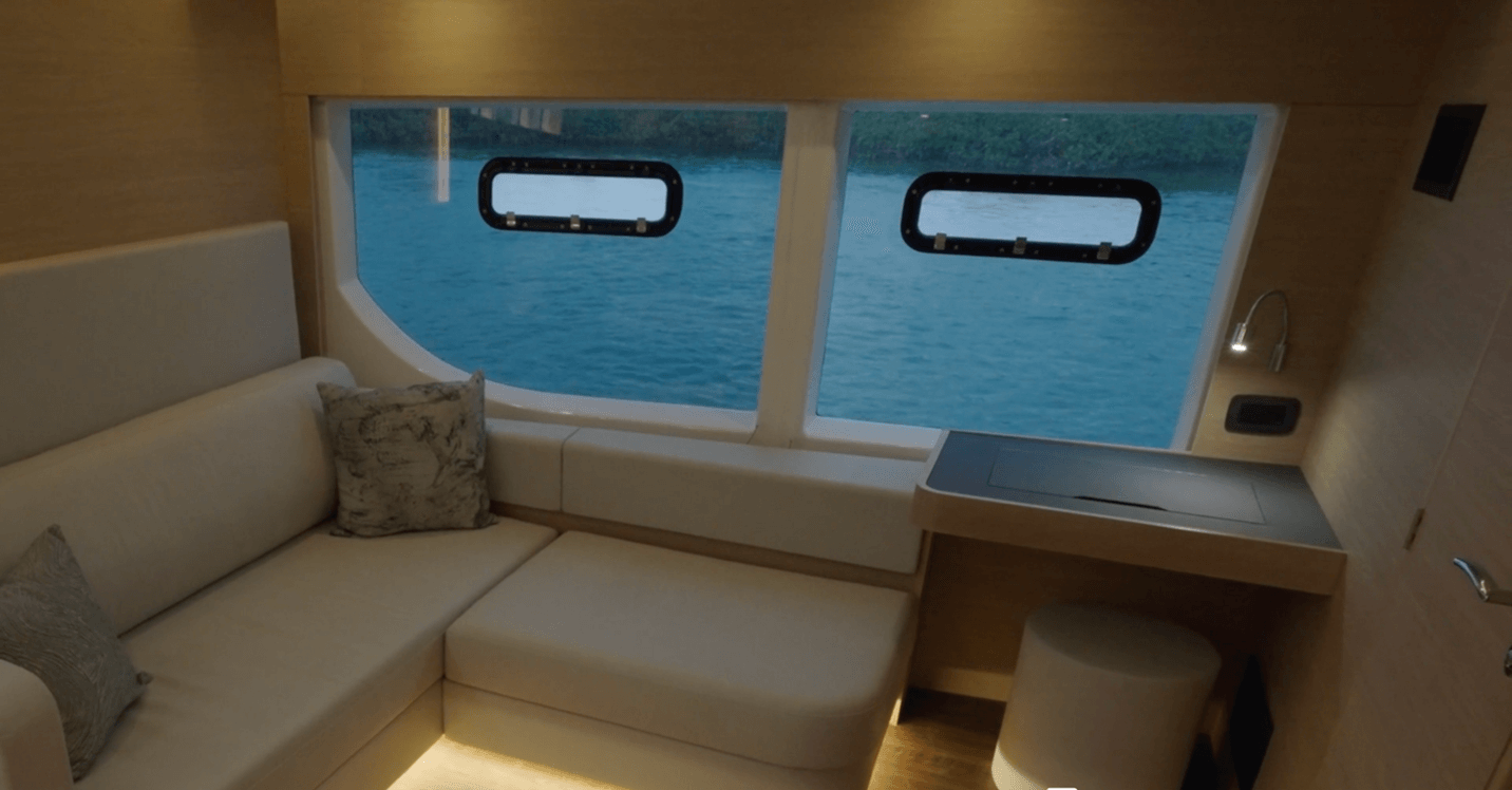 Aquila 50 forepeak quarters with large hull windows