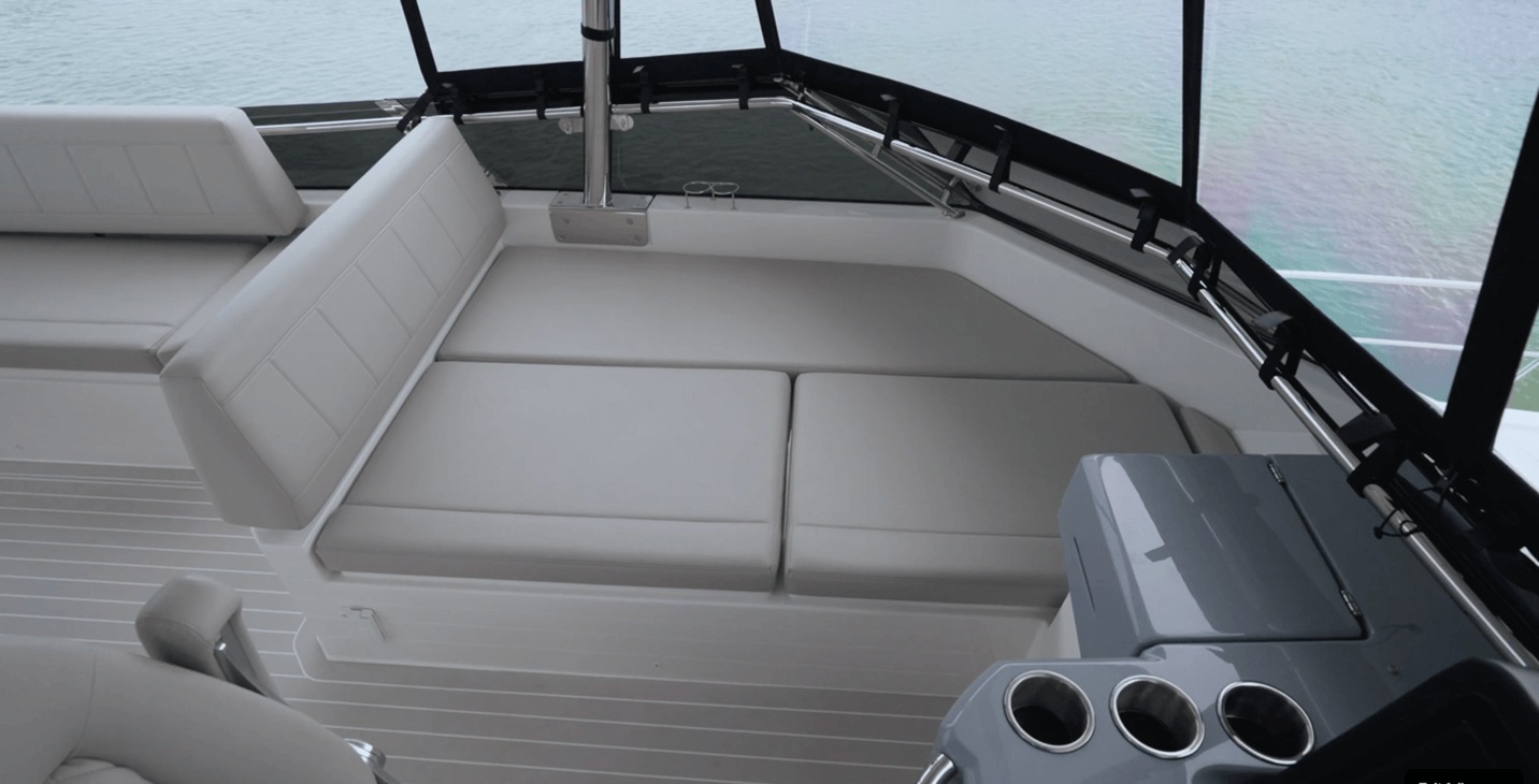 Aquila 50 opposite the helm to port is this lounge with storage below