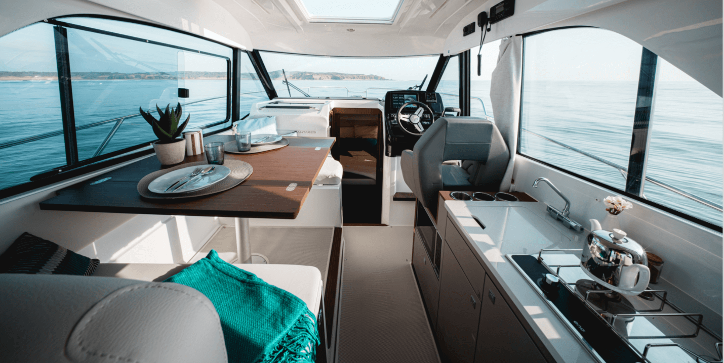 Beneteau Antares 9 salon and galley