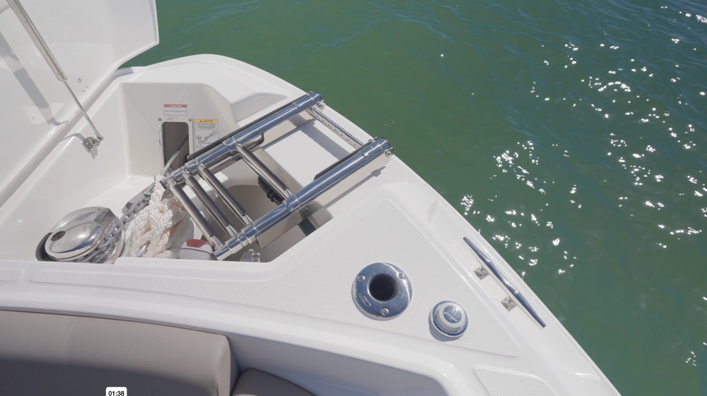 Boston Whaler 330 Vantage stainless beach boarding ladder