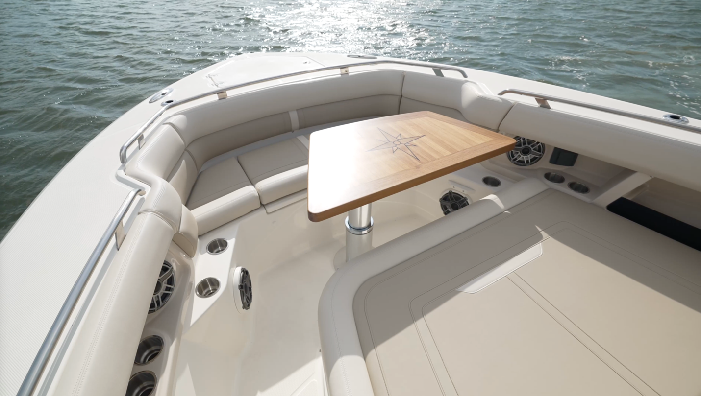 Boston Whaler 350 Realm triple-space lounge