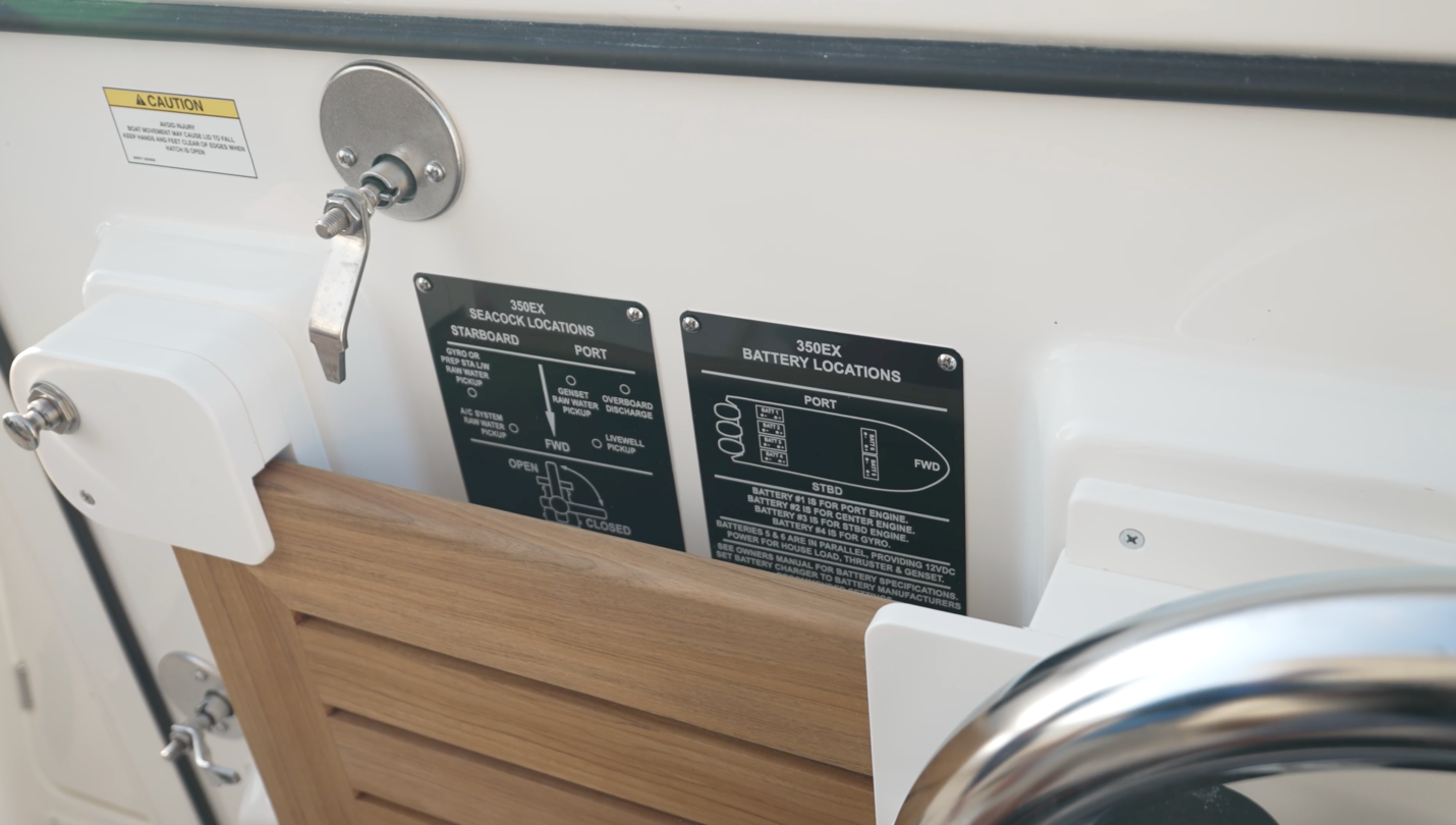 Boston Whaler 350 Realm maintenance location signs