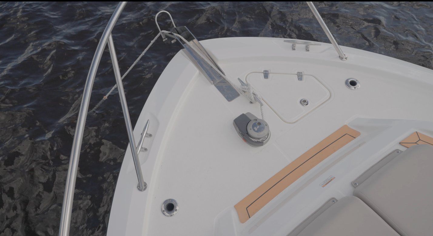 Boston Whaler 365 Conquest fully forward anchor locker