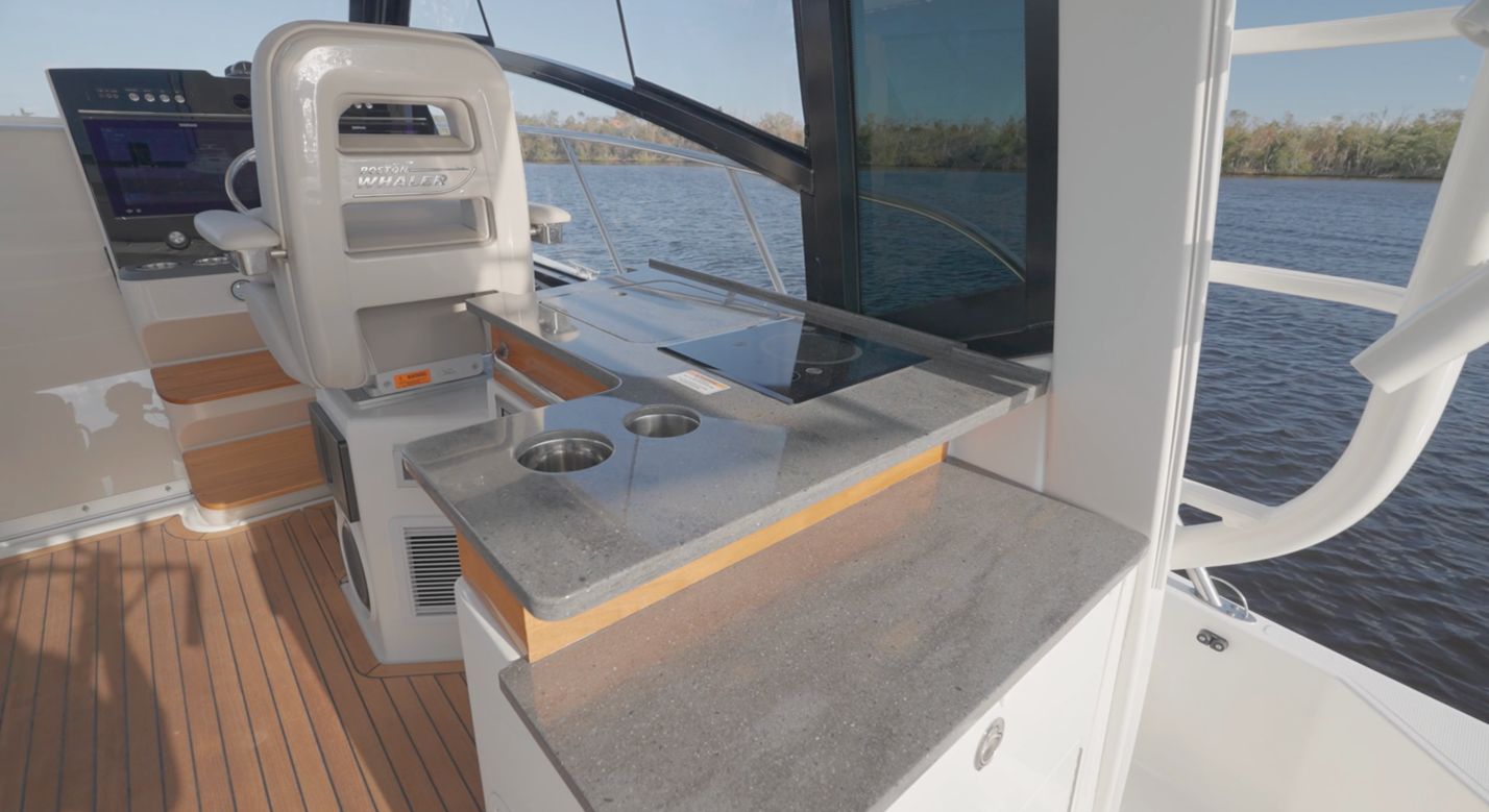 Boston Whaler 365 Conquest galley-up feature to starboard
