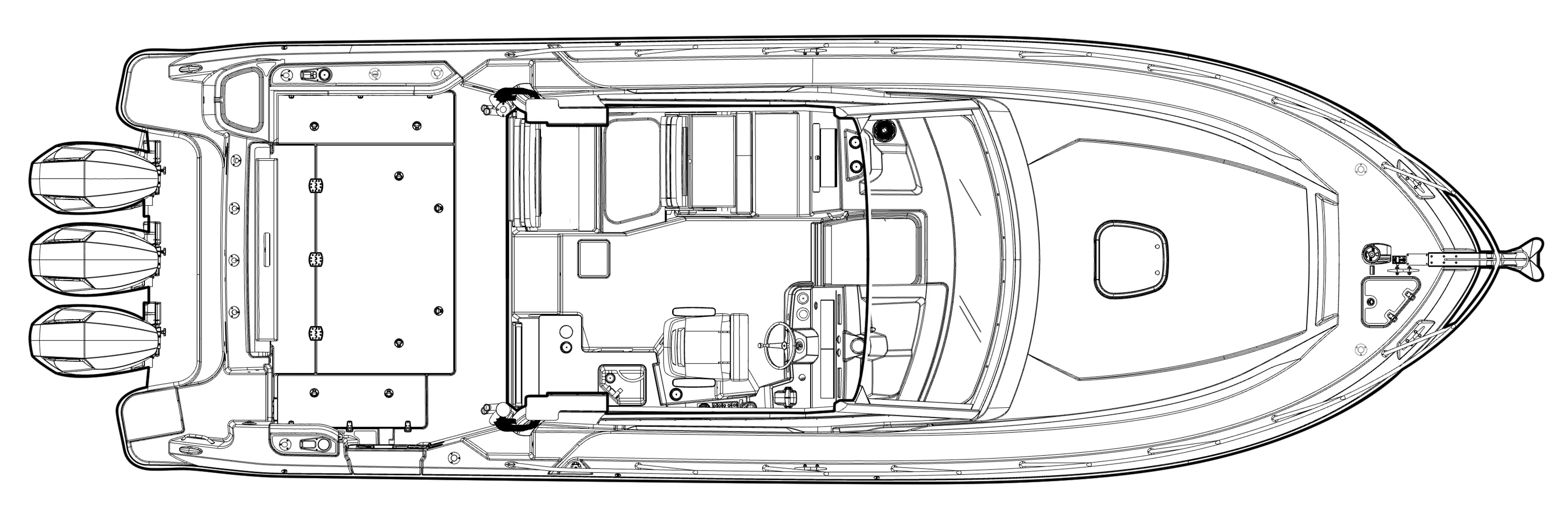 Boston Whaler 365 Conquest main deck layout