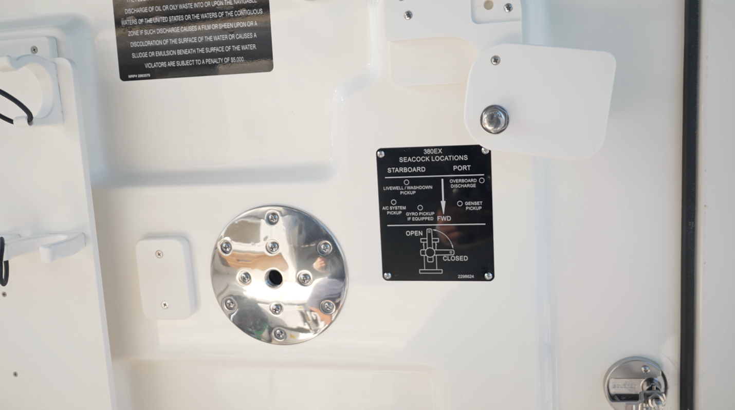 Boston Whaler 380 Realm informative seacock placard