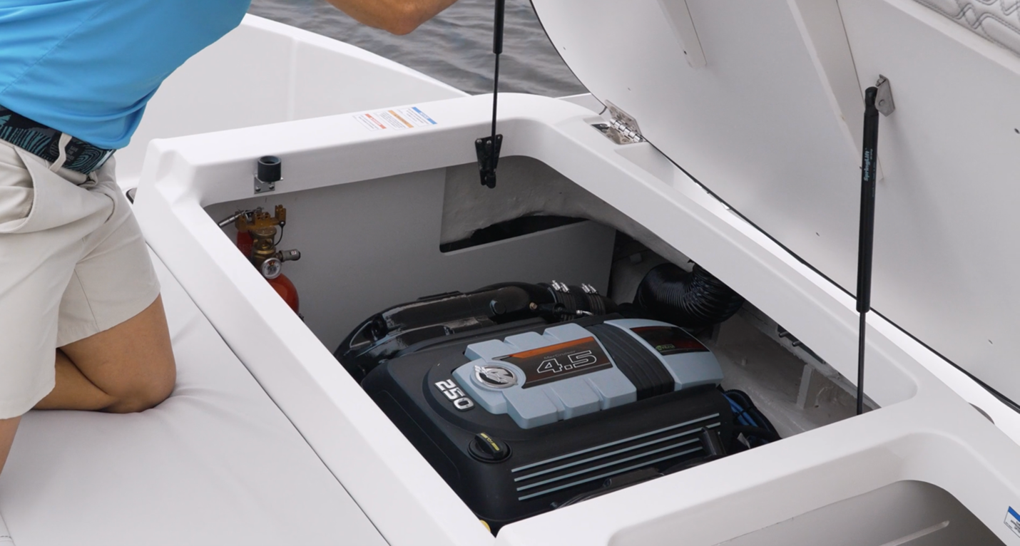 Sea Ray 210 SPX SD hatch engine access