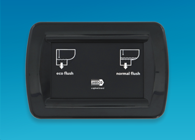 Jabsco Quiet Flush Toilet adjustable flush cycle with touch sensor panel