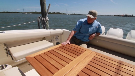 Boston Whaler 380 Outrage cockpit tables
