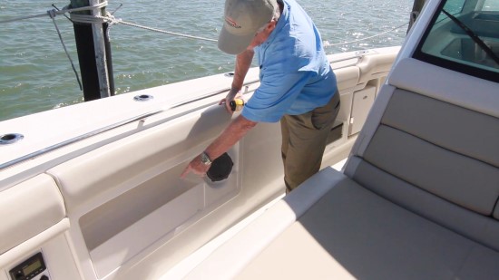 Boston Whaler 380 Outrage side storage