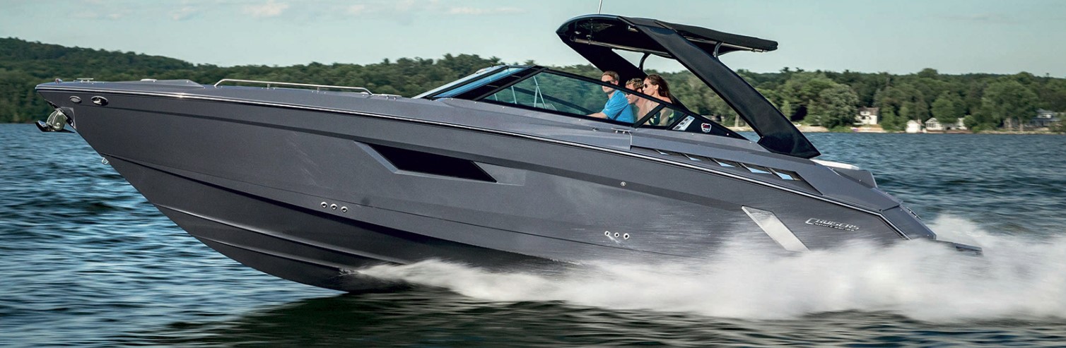 Cruisers Yachts 338 Bow Rider gray boat