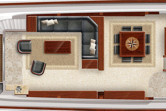 Hatteras 100 Raised Pilothouse dining room layout